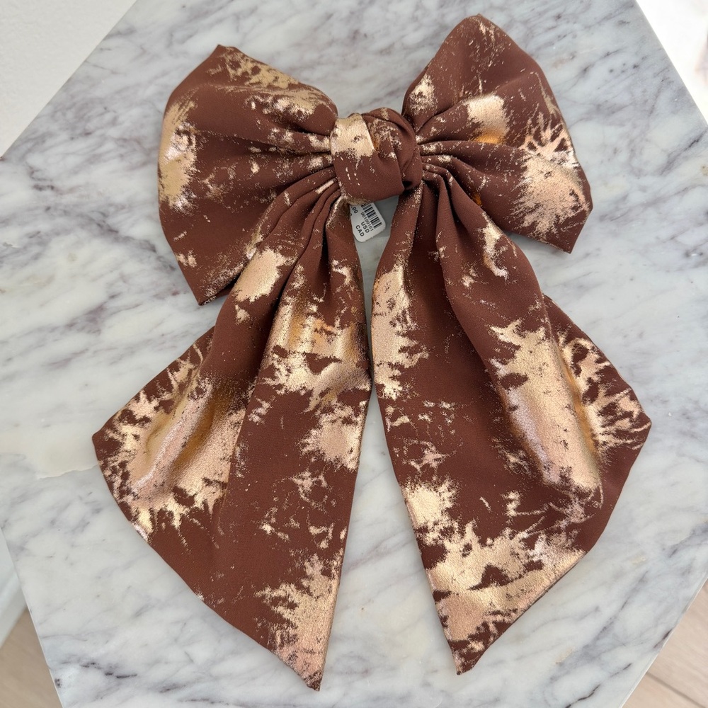 🎀 Anthropologie Brown Large Shimmer Hair Bow